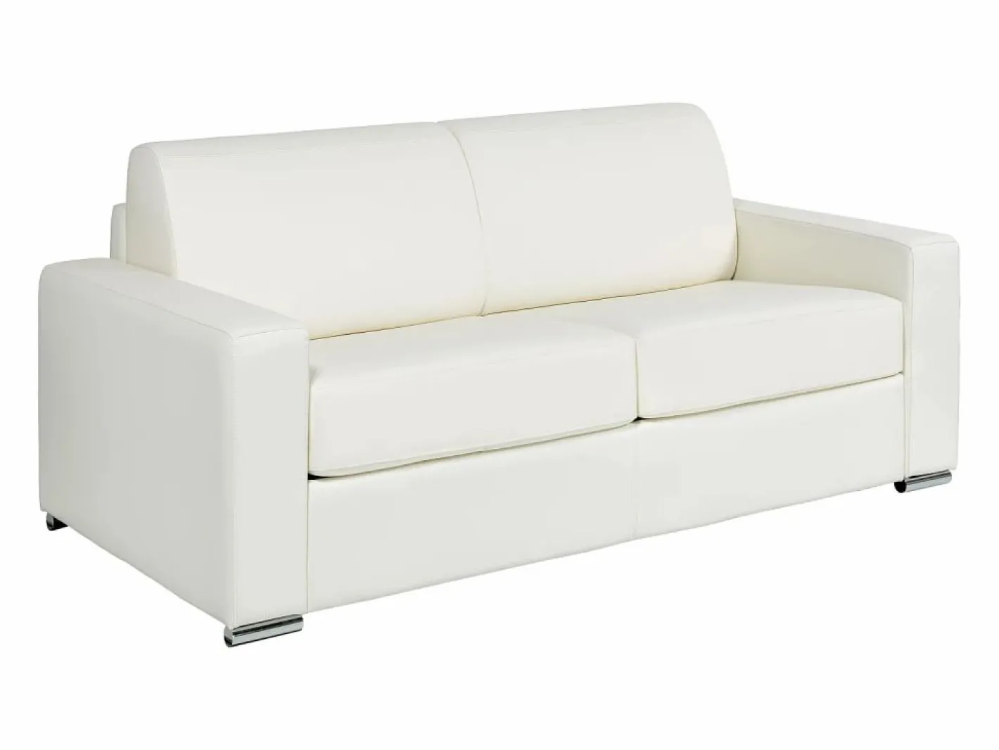 Vente-unique Sofá De Piel|Sofá cama de 3 plazas de cuero - Cama de 140 cm - Colchón de 18 cm - CALITO