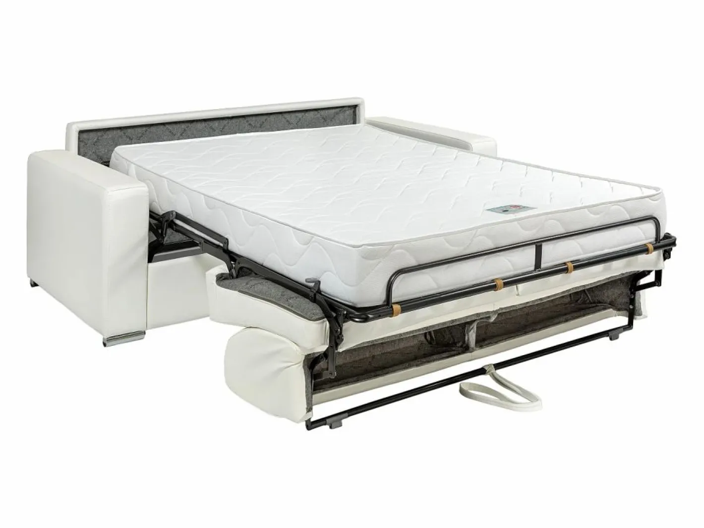 Vente-unique Sofá De Piel|Sofá cama de 3 plazas de cuero - Cama de 140 cm - Colchón de 18 cm - CALITO