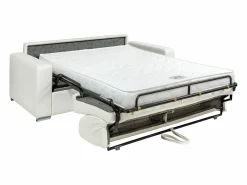 Vente-unique Sofá De Piel|Sofá cama de 3 plazas de cuero - Cama de 140 cm - Colchón de 14 cm - CALITO