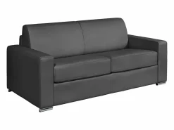 Vente-unique Sofá De Piel|Sofá cama de 3 plazas de cuero - Cama de 140 cm - Colchón de 18 cm - CALITO