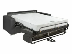 Vente-unique Sofá De Piel|Sofá cama de 3 plazas de cuero - Cama de 140 cm - Colchón de 18 cm - CALITO