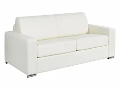 Vente-unique Sofá De Piel|Sofá cama de 3 plazas de cuero - Cama de 140 cm - Colchón de 22 cm - CALITO