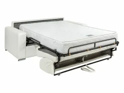 Vente-unique Sofá De Piel|Sofá cama de 3 plazas de cuero - Cama de 140 cm - Colchón de 22 cm - CALITO