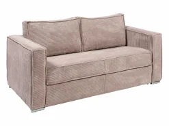 Vente-unique Sofá De Terciopelo|Sofá - 3 Plazas|Sofá cama de 3 plazas de pana en - 140 cm - Colchón de 18 cm LORETO