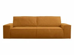 Vente-unique Sofá cama de 4 plazas de pana color AMELIA Naranja claro