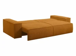 Vente-unique Sofá cama de 4 plazas de pana color AMELIA Naranja claro