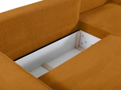 Vente-unique Sofá cama de 4 plazas de pana color AMELIA Naranja claro