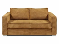 Vente-unique Sofá cama de 3 plazas de pana amarillo 140 cm 18 cm LORETO Mostaza Sale