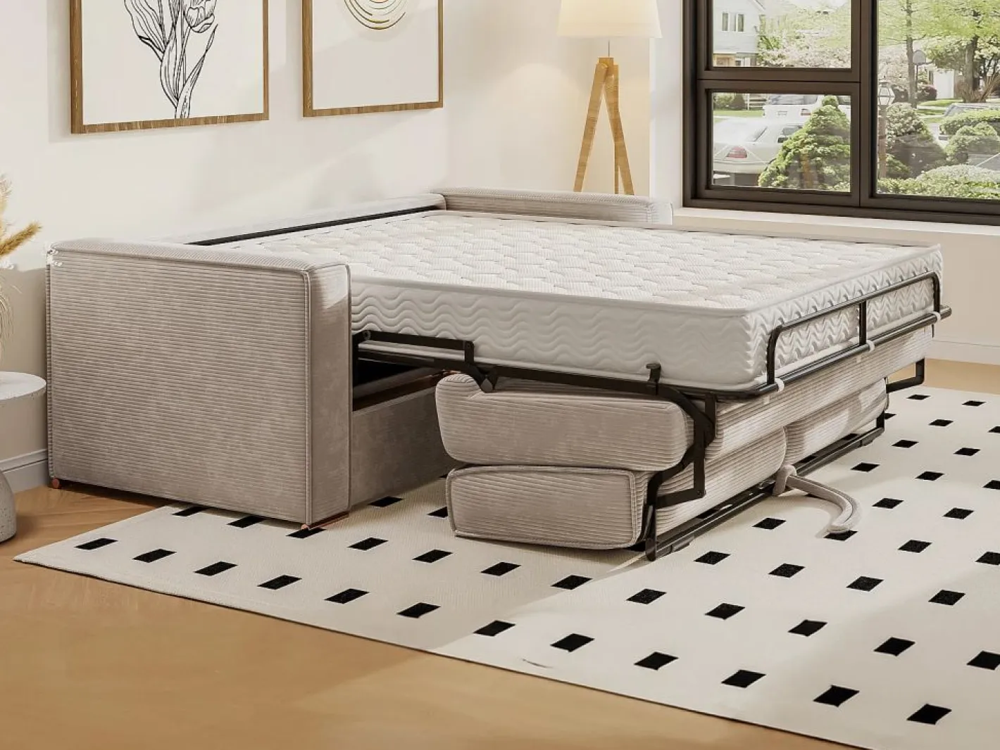 Vente-unique Sofá De Terciopelo|Sofá - 3 Plazas|Sofá cama de 3 plazas de pana LORETO