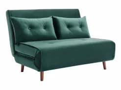 Vente-unique Sofá cama de 2 plazas de terciopelo de estilo joven URIBIA. Verde pino Clearance