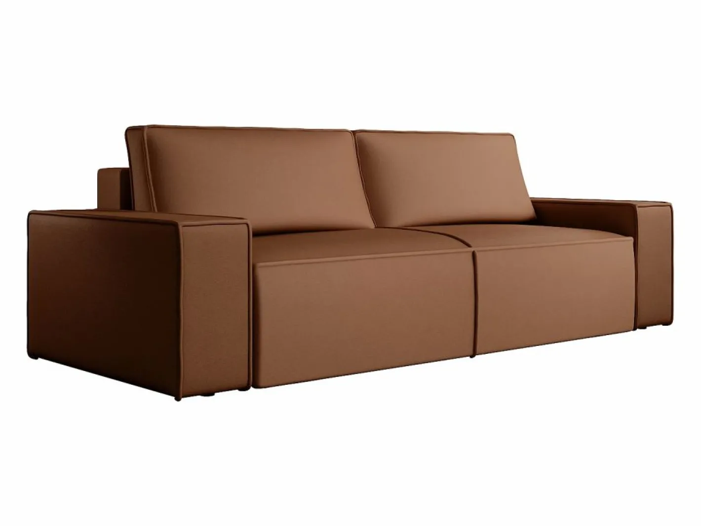 Vente-unique Sofá cama de 4 plazas de tela efecto cuero color marrón AMELIA Marru00f3n Online