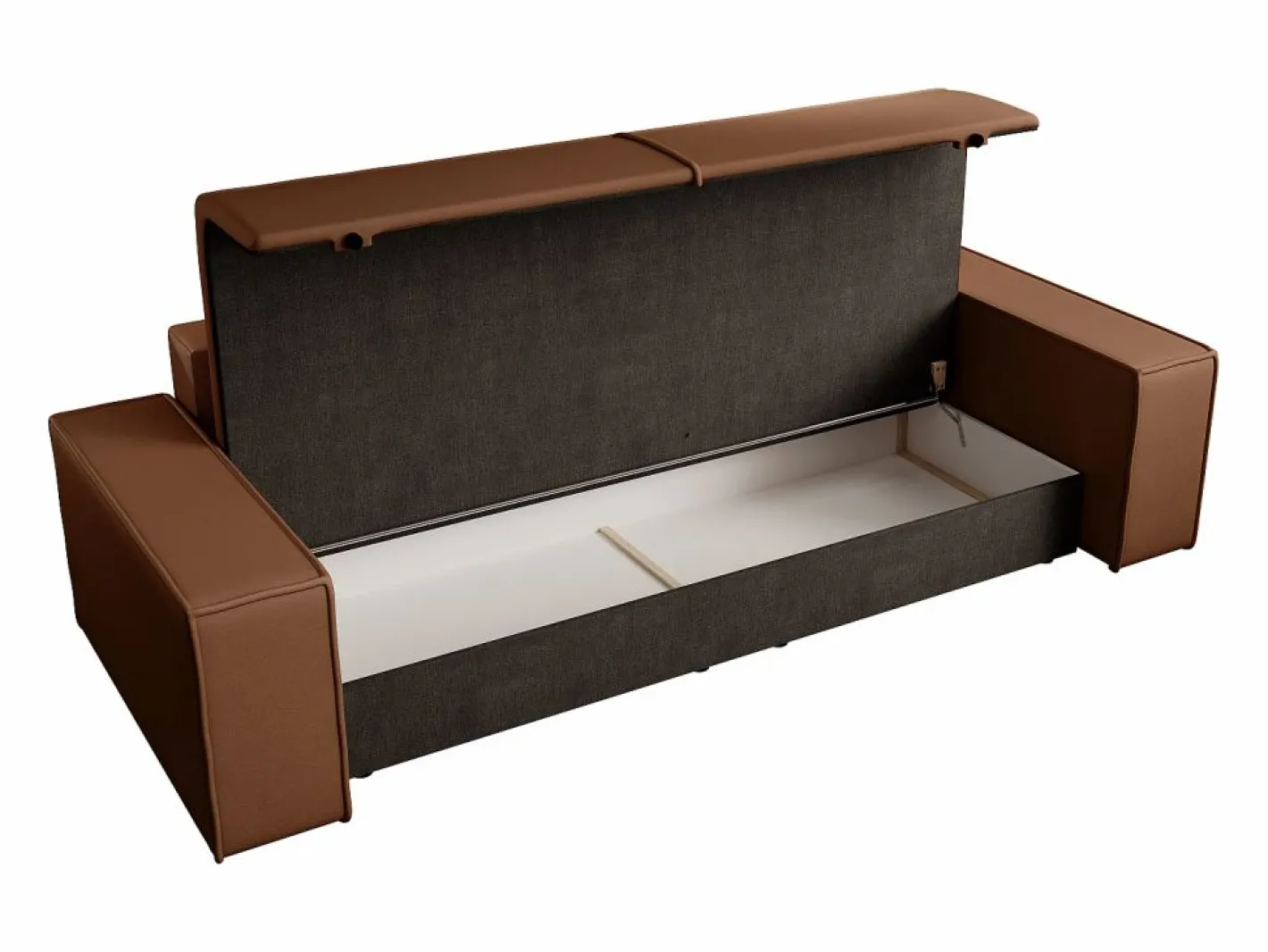 Vente-unique Sofá cama de 4 plazas de tela efecto cuero color marrón AMELIA Marru00f3n Online
