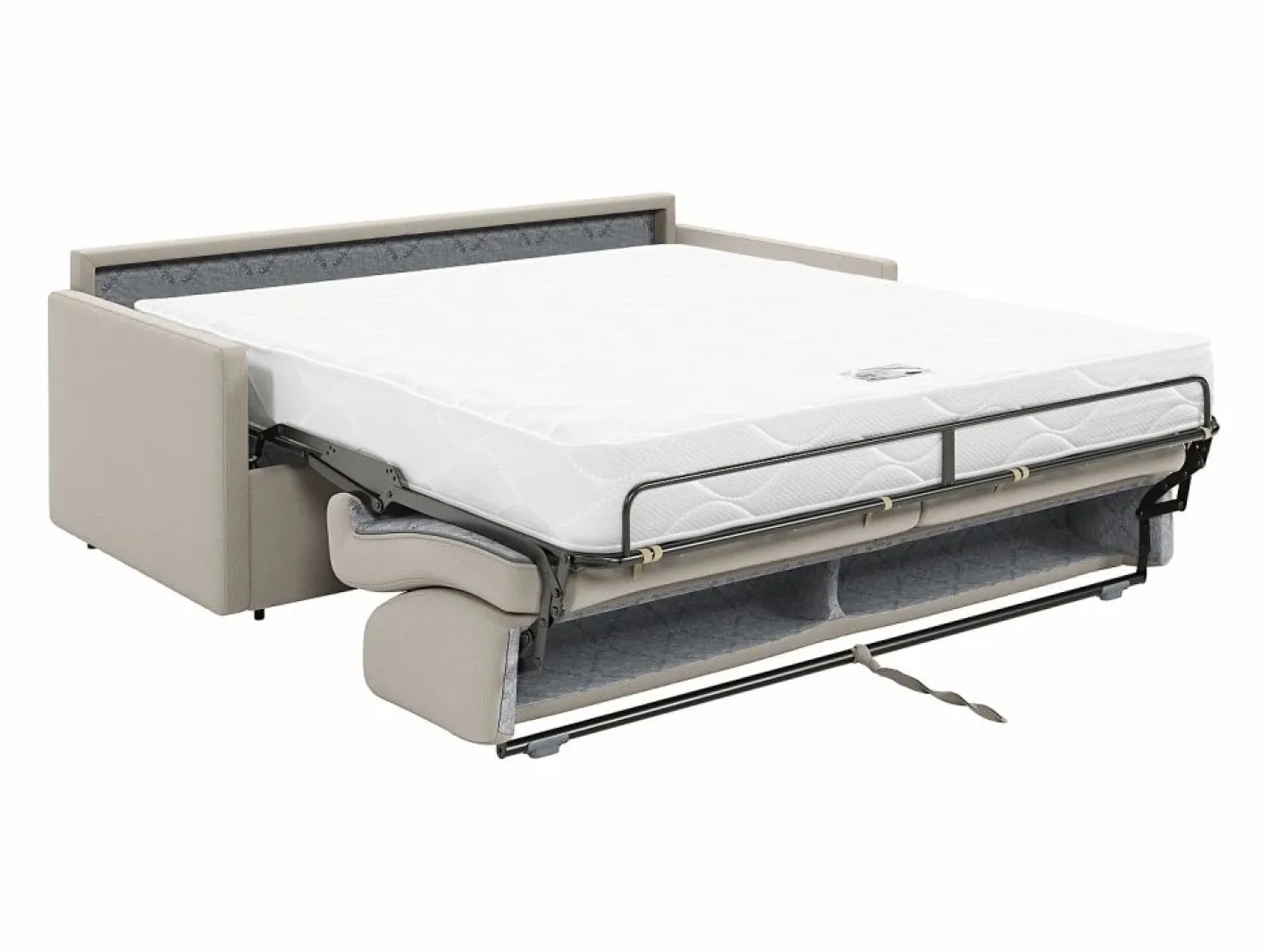 Vente-unique Sofá cama de 3 plazas de tela tipo italiano gris - Colchón de espuma 18 cm - CALIFE Beige Best