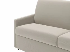 Vente-unique Sofá cama de 3 plazas de tela tipo italiano gris - Colchón de espuma 18 cm - CALIFE Beige Best