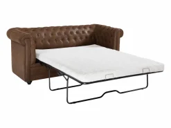 Sofá cama de 3 plazas en microfibra con aspecto de cuero envejecido CHESTERFIELD^Vente-unique Clearance