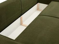Vente-unique Todos Los Sofás|Sofá De Terciopelo|Sofá cama de 4 plazas en pana verde AMELIA