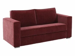 Vente-unique Colección Rouge Passion|Sofás Y Sillones|Sofá cama de 3 plazas exprés tejido chenilla burdeos cama 140cm - 14cm LORETO
