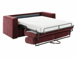 Vente-unique Colección Rouge Passion|Sofás Y Sillones|Sofá cama de 3 plazas exprés tejido chenilla burdeos cama 140cm - 14cm LORETO