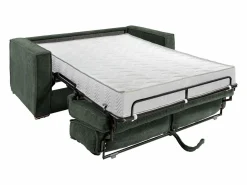 Vente-unique Sofá cama de 4 plazas exprés terciopelo acanalado verde abeto asiento viscoelástico 18 cm LORETO Verde pino Outlet