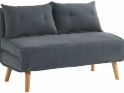 Vente-unique Sofá cama de 2 plazas tela patas madera VALERIO Gris Sale