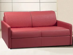 Vente-unique Sofá cama de 4 plazas tipo italiano de piel sintética - Colchón de espuma 14 cm - CALIFE Rojo New
