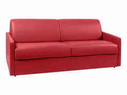 Vente-unique Sofá cama de 4 plazas tipo italiano de piel sintética - Colchón de espuma 14 cm - CALIFE Rojo New