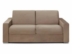 Vente-unique Sofá cama de 3 plazas tipo italiano de terciopelo - colchón 18 cm - CALITO Beige Best
