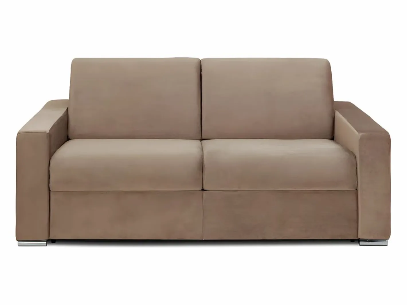 Vente-unique Sofá cama de 3 plazas tipo italiano de terciopelo - colchón 18 cm - CALITO Beige Best