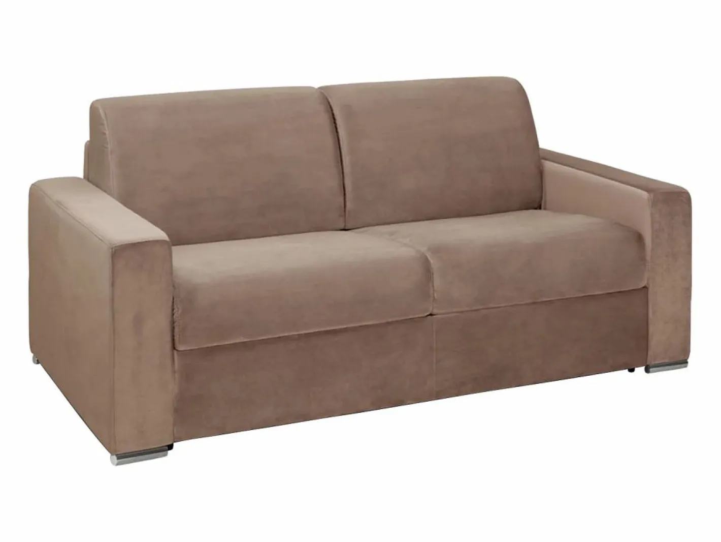 Vente-unique Sofá cama de 3 plazas tipo italiano de terciopelo - colchón 18 cm - CALITO Beige Best