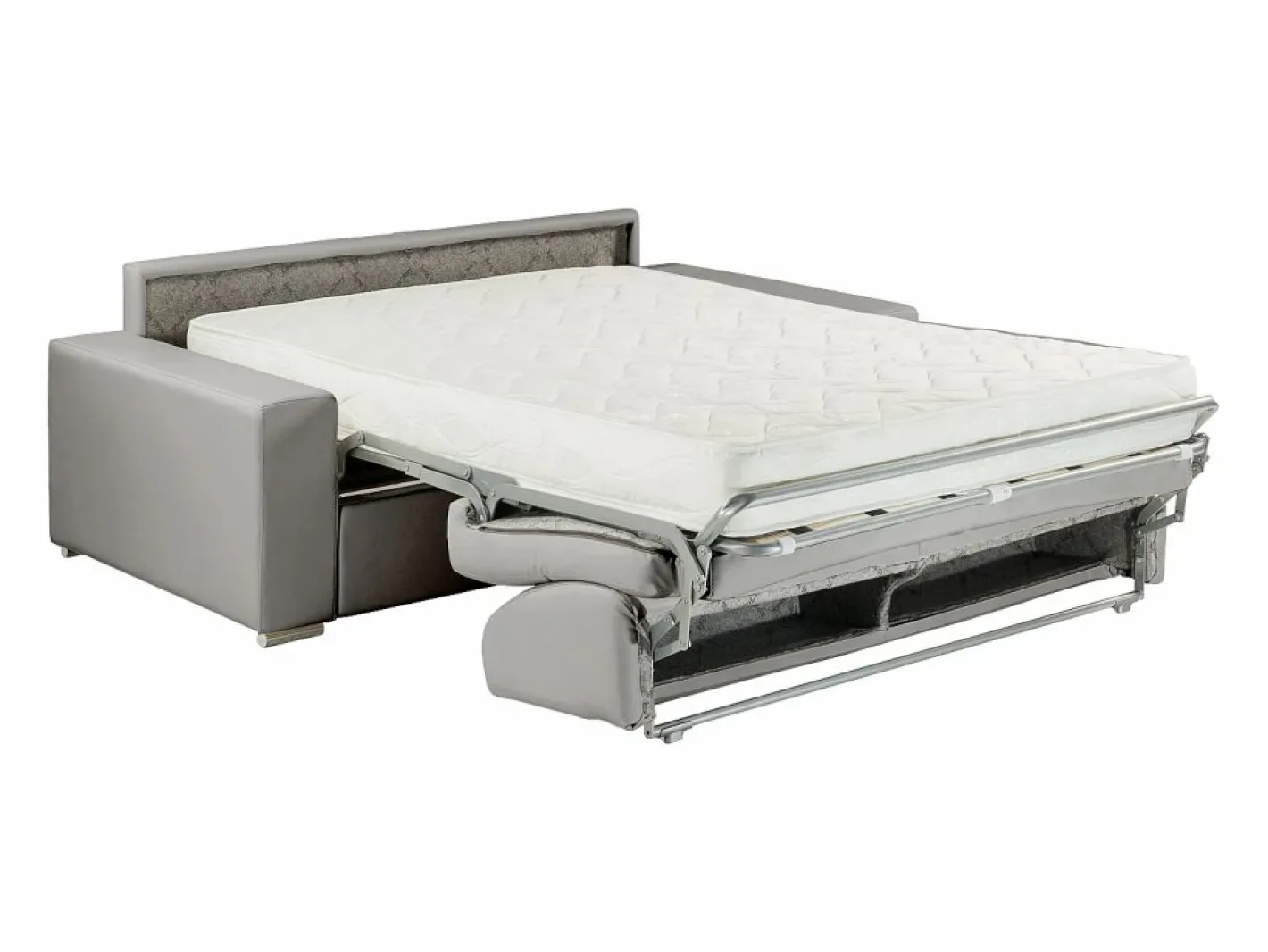 Vente-unique Sofás Y Sillones|Sofás De Piel Sintética|Sofá cama de 4 plazas tipo italiano de piel sintética - Colchón de espuma 18 cm - EMIR