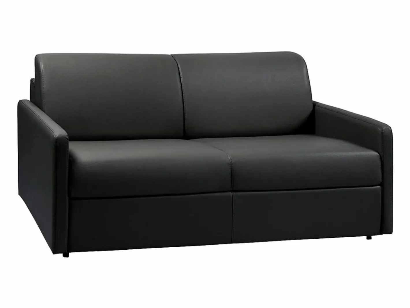 Vente-unique Sofás De Piel Sintética|Sofá cama de 3 plazas tipo italiano de piel sintética negra - Colchón de espuma 18 cm - CALIFE