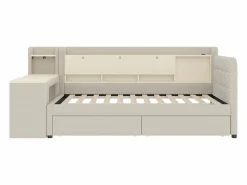 Sofá cama de 90 x 200 cm, lino , cama para adulto con escritorio, 2 cajones y puerto USB (sin colchón)^OKWISH