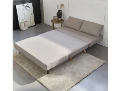 Sweeek Sofá cama de con patas de madera, 2 plazas Beige