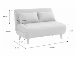 Sweeek Sofá cama de con patas de madera, 2 plazas Beige