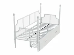 ModernLuxe Sofá cama de hierro forjado 90x200 cm - con 2 cajones - estructura metálica - con compartimento de almacenamiento - Blanco Clearance