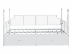 ModernLuxe Sofá cama de hierro forjado 90x200 cm - con 2 cajones - estructura metálica - con compartimento de almacenamiento - Blanco Clearance
