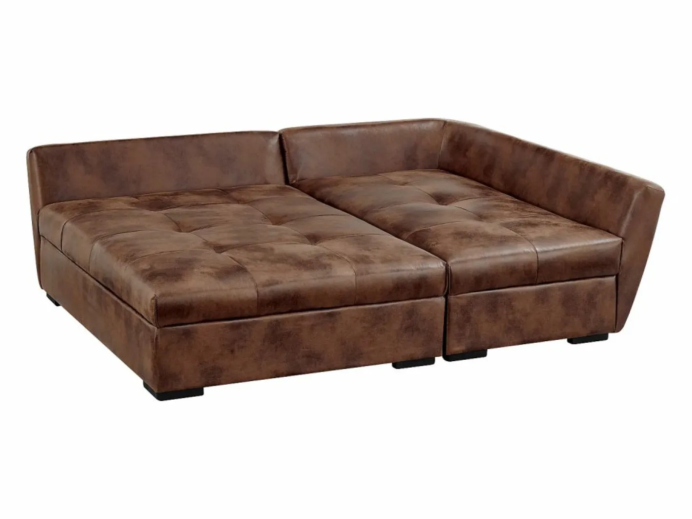 Vente-unique Sofá cama de microfibra marrón ángulo derecho ROMANE Marru00f3n Clearance