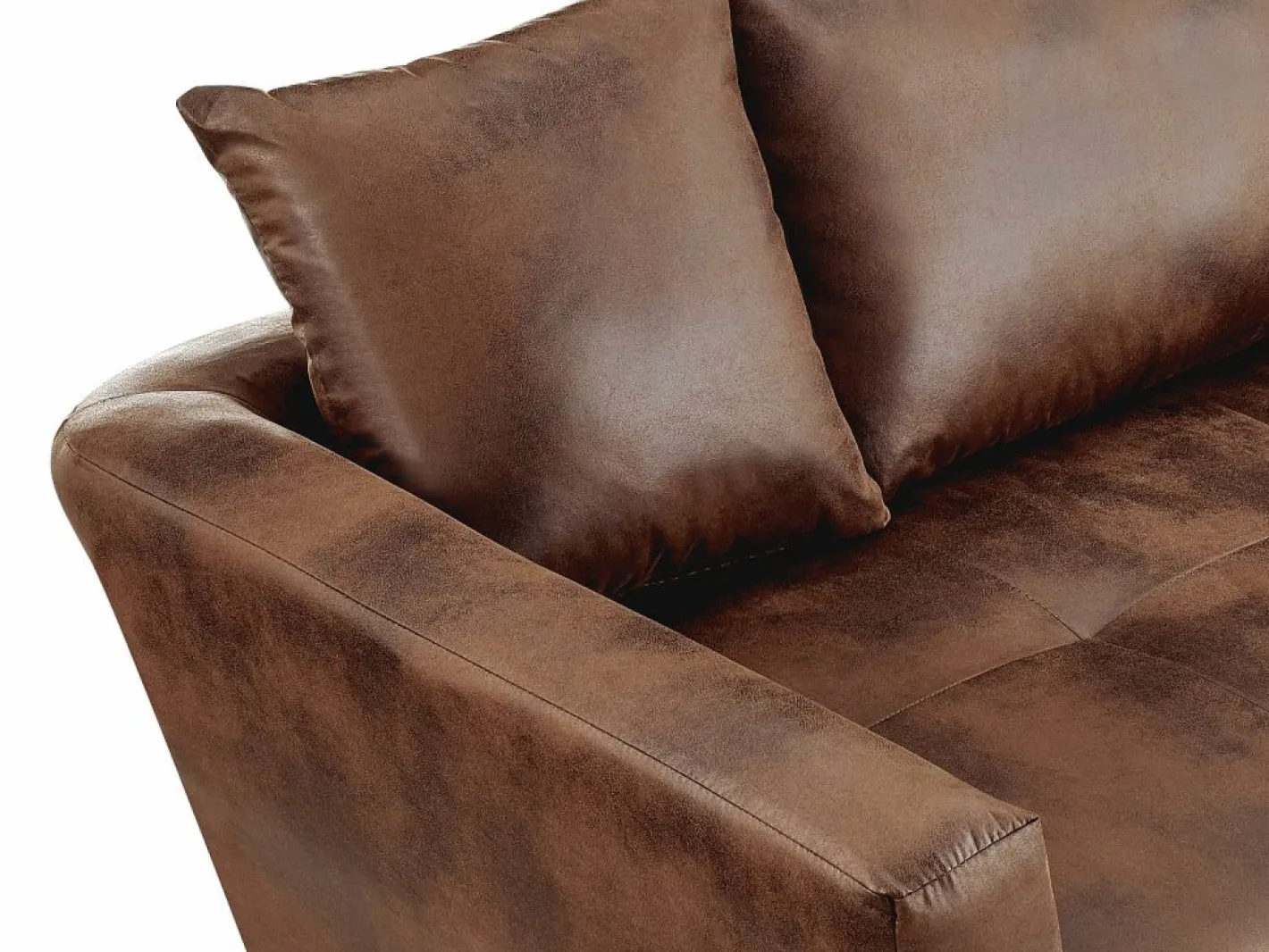 Vente-unique Sofá cama de microfibra marrón ángulo derecho ROMANE Marru00f3n Clearance