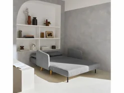 Sofá cama de pana de 2 plazas con patas de madera^Sweeek Online