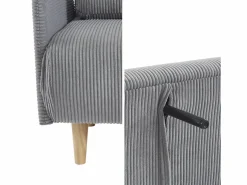 Sofá cama de pana de 2 plazas con patas de madera^Sweeek Online