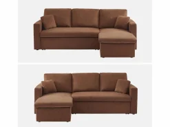 Sofá cama de pana de 3 plazas óxido^Sweeek Discount