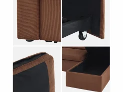 Sofá cama de pana de 3 plazas óxido^Sweeek Discount