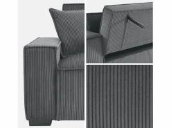 Sweeek Sofá cama de pana de 3 plazas oscuro Gris Hot