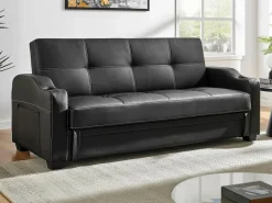 Vente-unique Sofá cama de piel sintética en color MIRELLA Negro Best