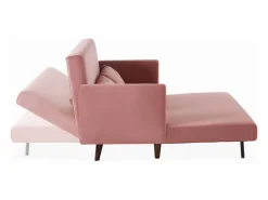 Sweeek Sofá cama de terciopelo con patas de madera, 2 plazas viejo Rosa Outlet