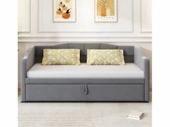 ModernLuxe Sofá cama de terciopelo 180x200 cm - con cama nido - somier de láminas - ​​​ Gris Discount