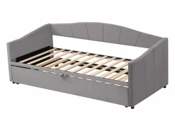 ModernLuxe Sofá cama de terciopelo 180x200 cm - con cama nido - somier de láminas - ​​​ Gris Discount