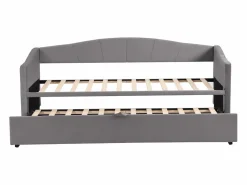 ModernLuxe Sofá cama de terciopelo 180x200 cm - con cama nido - somier de láminas - ​​​ Gris Discount