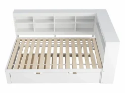 Hauss Spole Sofá cama doble 140x200cm y cama nido 90x190cm con puerto USB y múltiples espacios de almacenaje, sin colchón Blanco