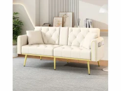 Sofá cama Espuma alta densidad Cojines lumbares Diseño elegante Terciopelo (Sin colchón)^ Outlet